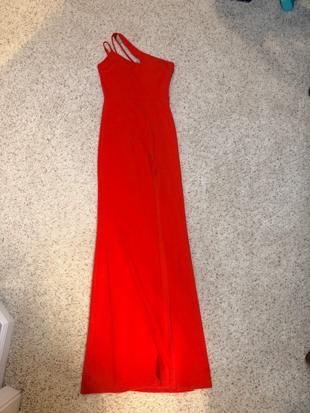 Red One-Shoulder Evening Gown